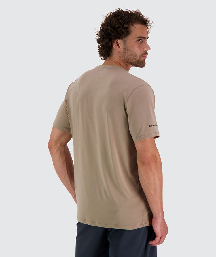 Sustainable tencel training t-shirt for men#color_sand