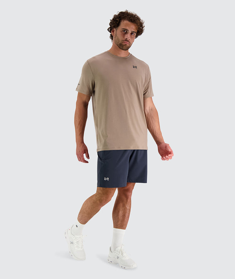 Sustainable tencel training t-shirt for men#color_sand