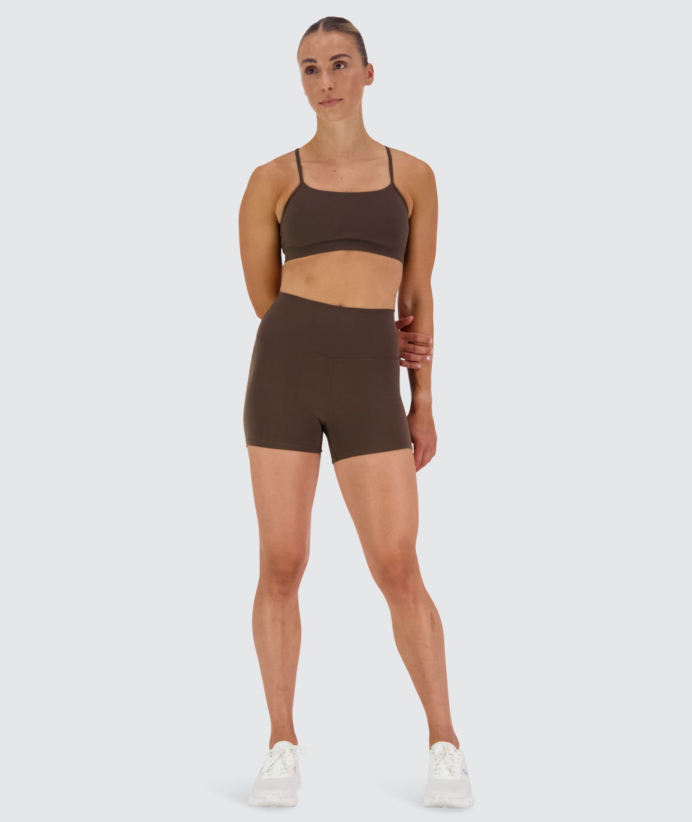 Short supersoft shorts, Model 176 cm / size S#color_coffee-bean