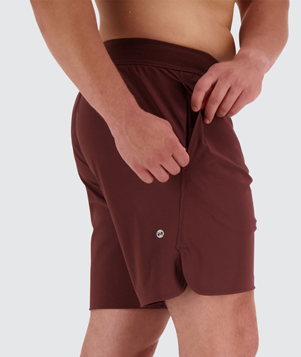 mens performance shorts#color_wine-red