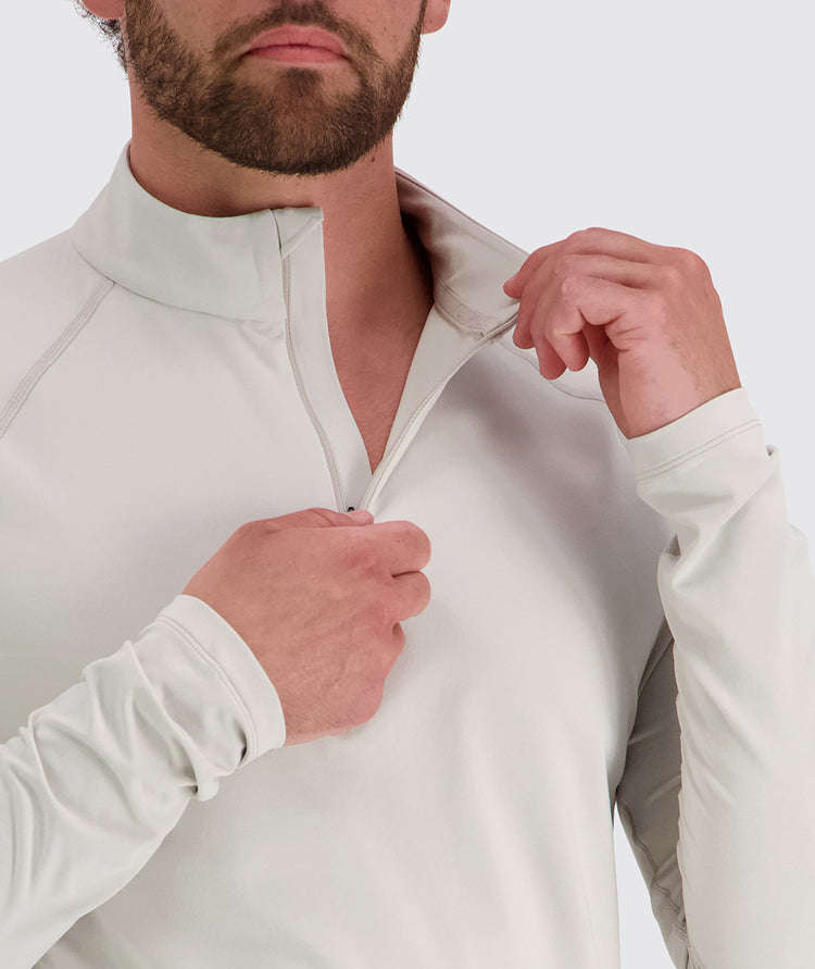 Men's light and sporty half-zip, Model 179 cm / size L#color_fog