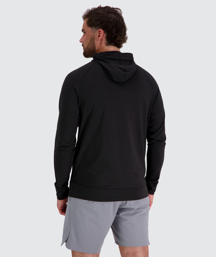 Men's super comfortable sport hoodie, Model 179 cm / size L#color_black