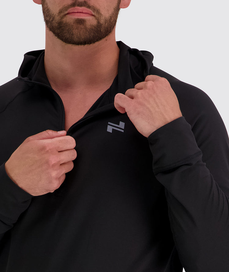 Men's super comfortable sport hoodie, Model 179 cm / size L#color_black