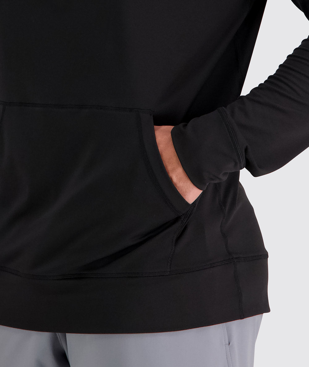 Men's super comfortable sport hoodie, Model 179 cm / size L#color_black