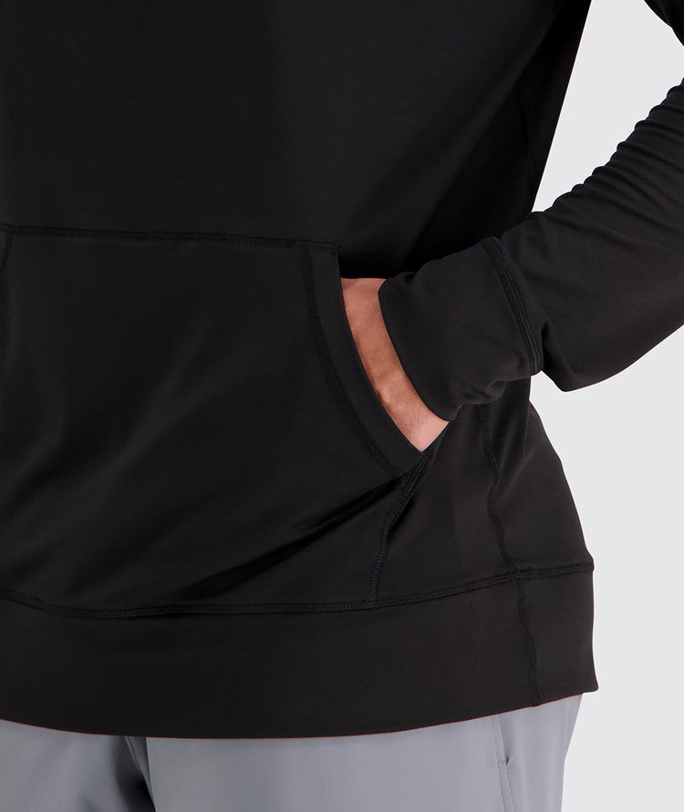 Men's super comfortable sport hoodie, Model 179 cm / size L#color_black