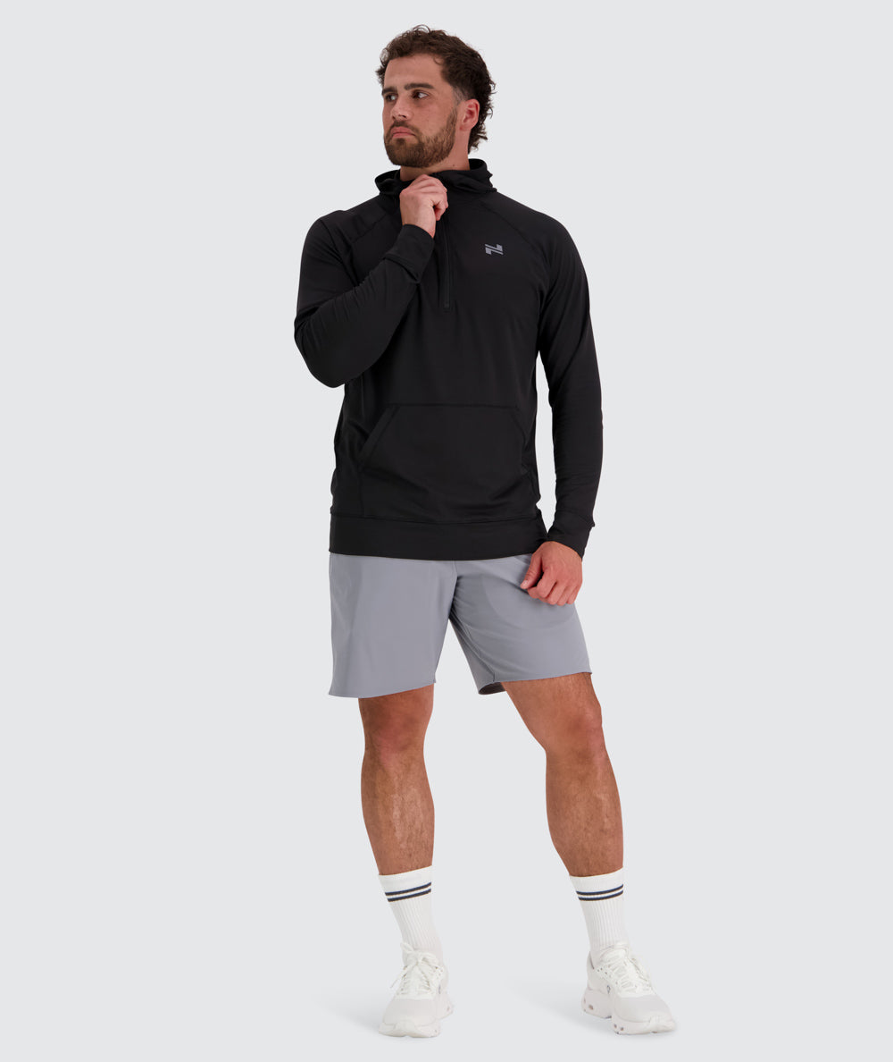 Men's super comfortable sport hoodie, Model 179 cm / size L#color_black