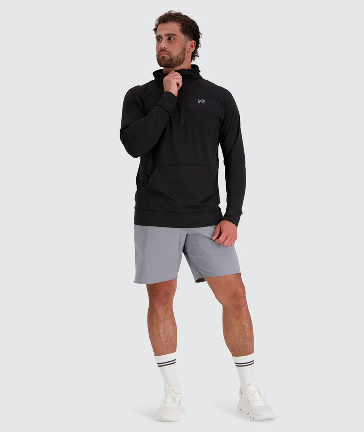 Men's super comfortable sport hoodie, Model 179 cm / size L#color_black