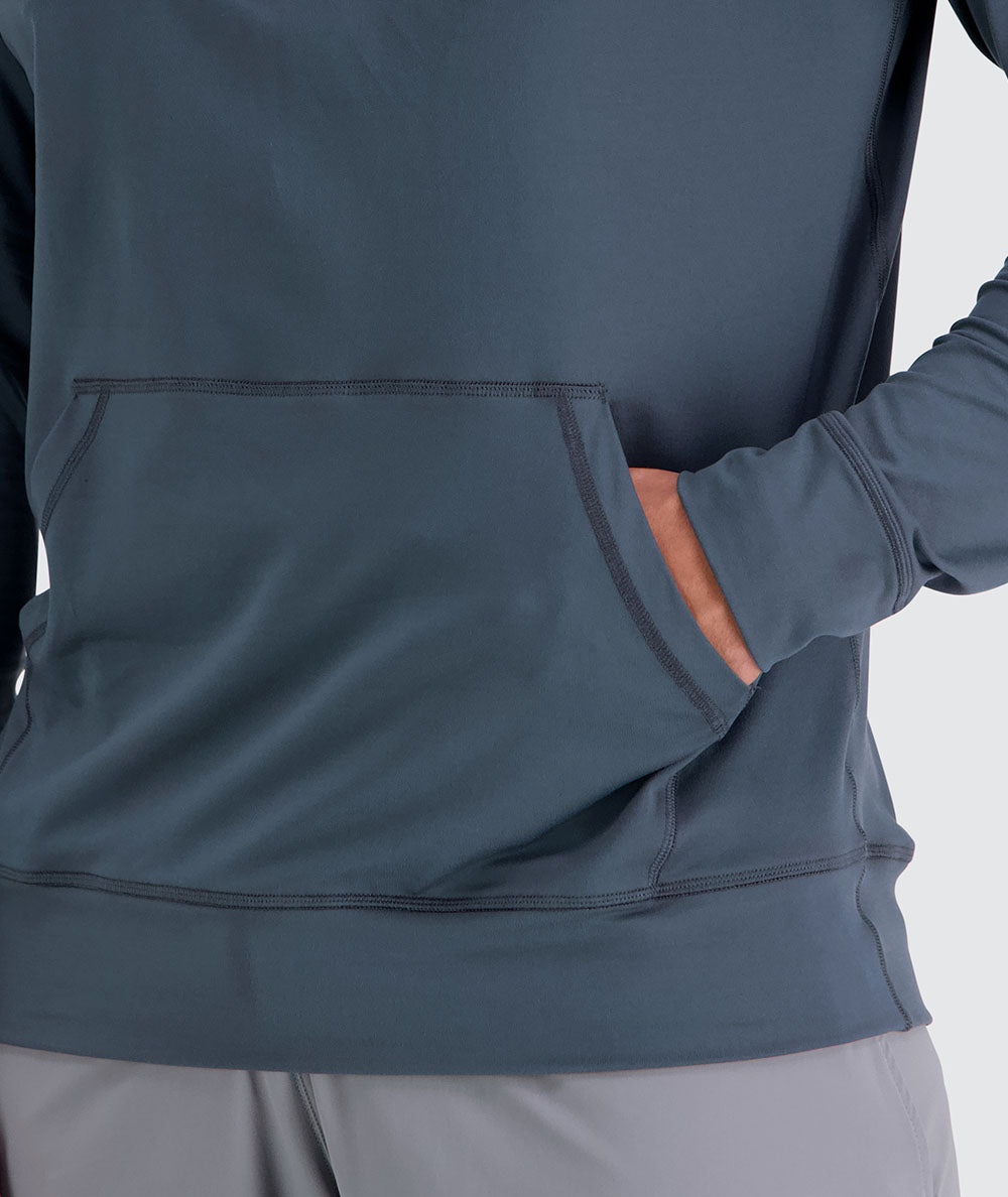 Men's light and sporty hoodie, Model 179 cm / size L#color_dusty-navy