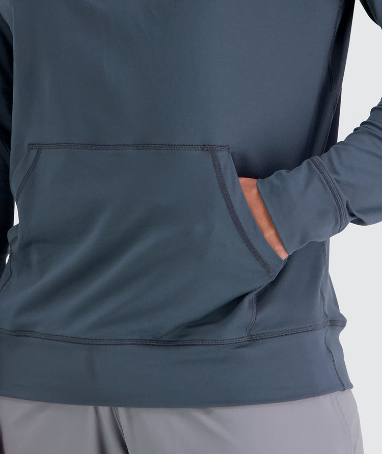 Men's light and sporty hoodie, Model 179 cm / size L#color_dusty-navy