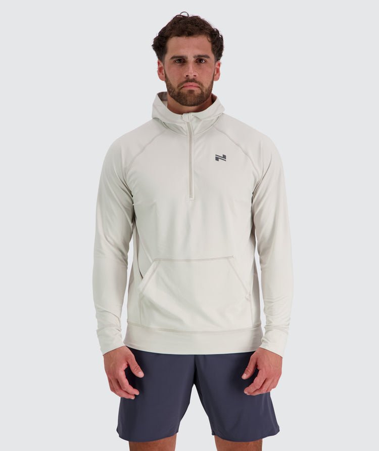 Men's hoodie for training, Model 179 cm / size L#color_fog