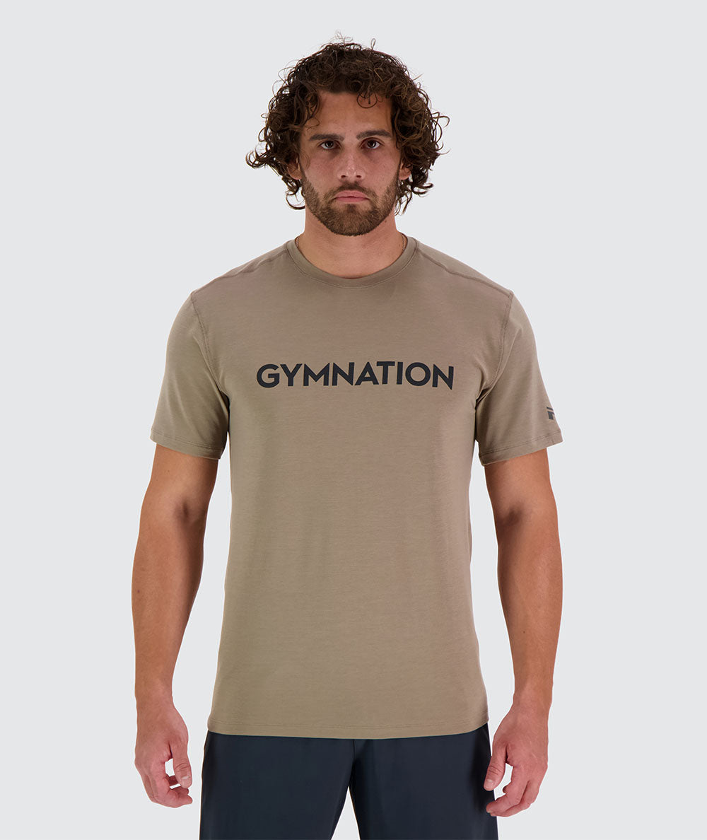 men's gymnation t-shirt, Model 179 cm / size L#color_sand