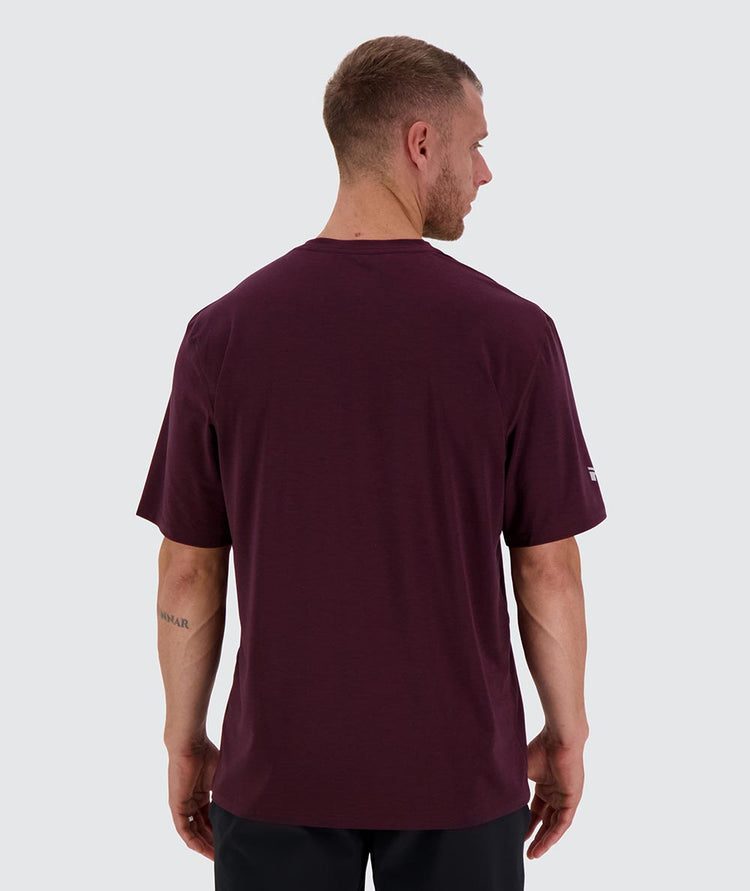 men's loose fit training t-shirt#color_wine-red