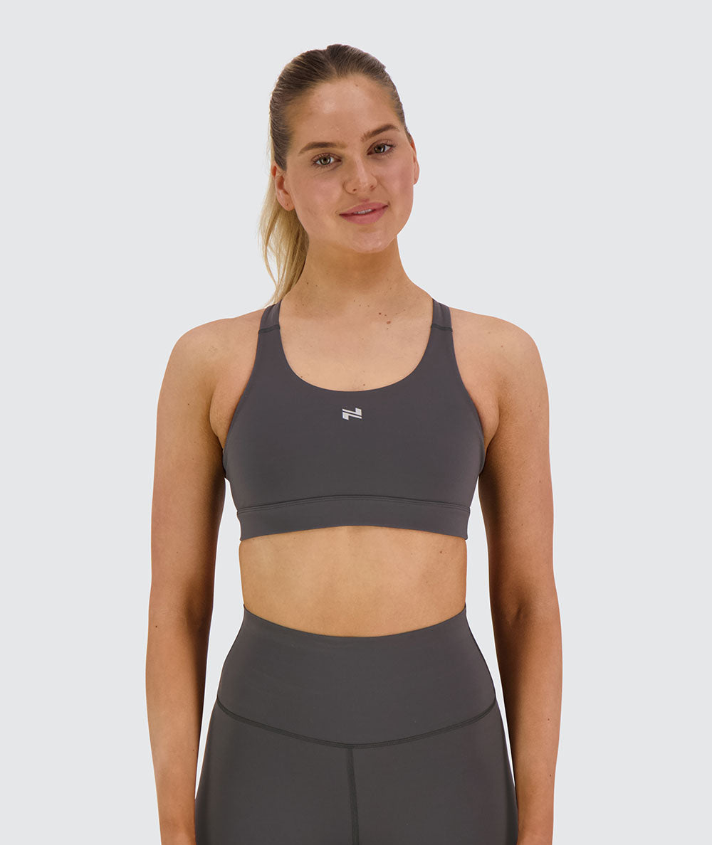 performance sports bra, Model 173 cm / size S#color_gravel-grey