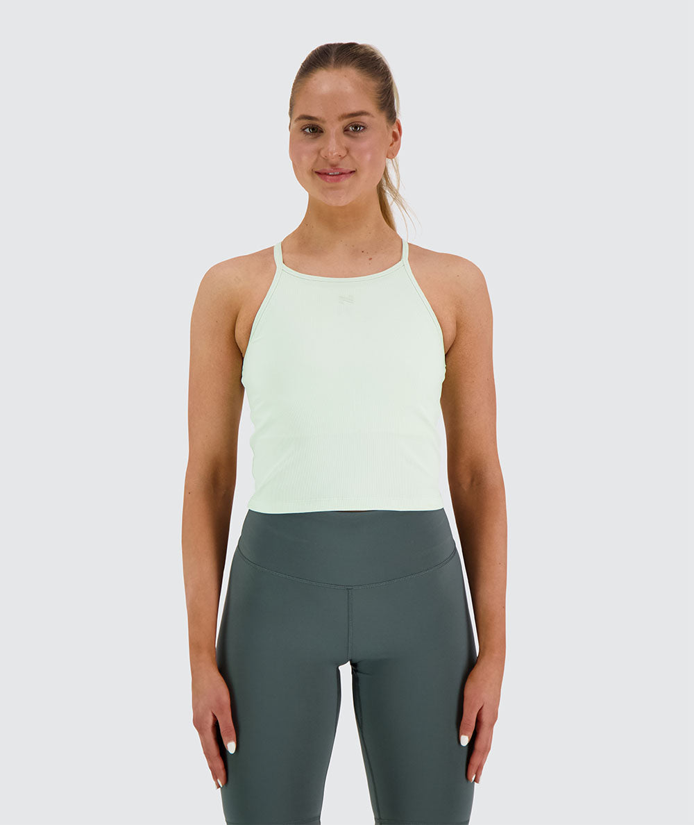 strappy ribbed crop top, Model 173 cm / size S#color_fresh-mint