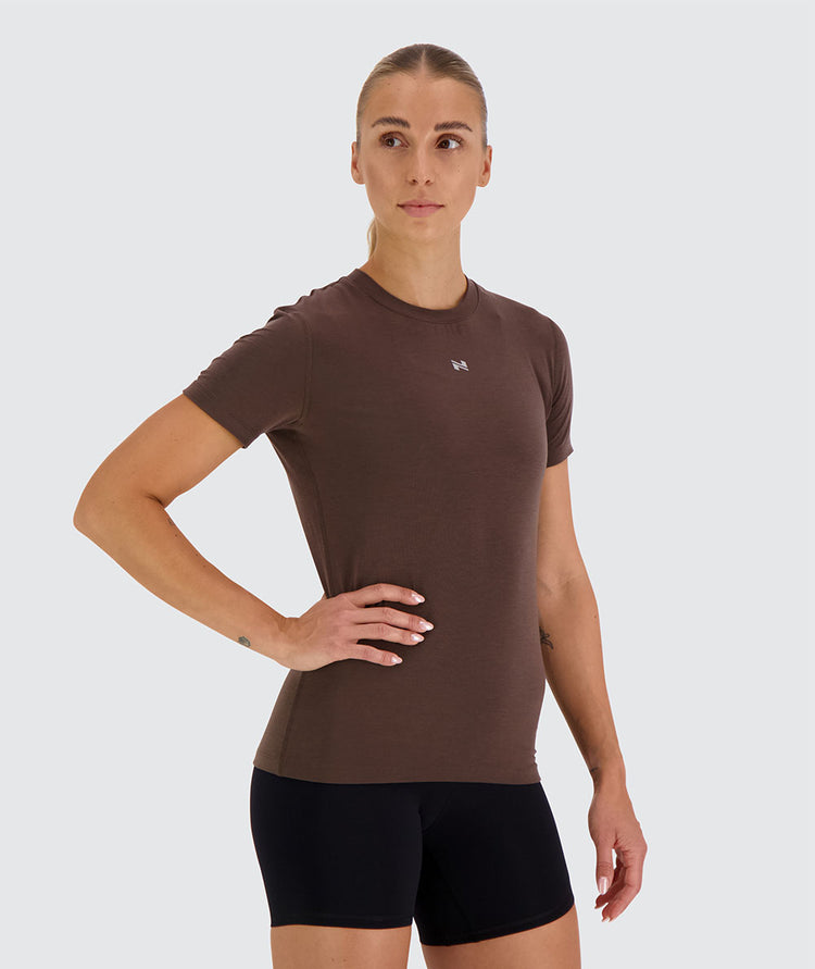 women's training tee #color_coffee-bean