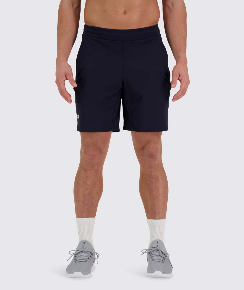 Men's Training Shorts, Model 182 cm / size M#color_dark-navy