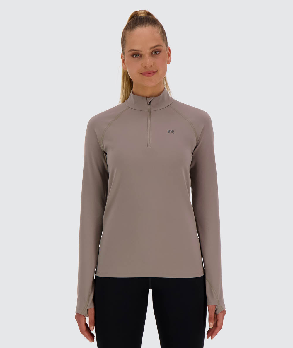 Women's Training Half-Zip, Model 173 cm / size S#color_sand