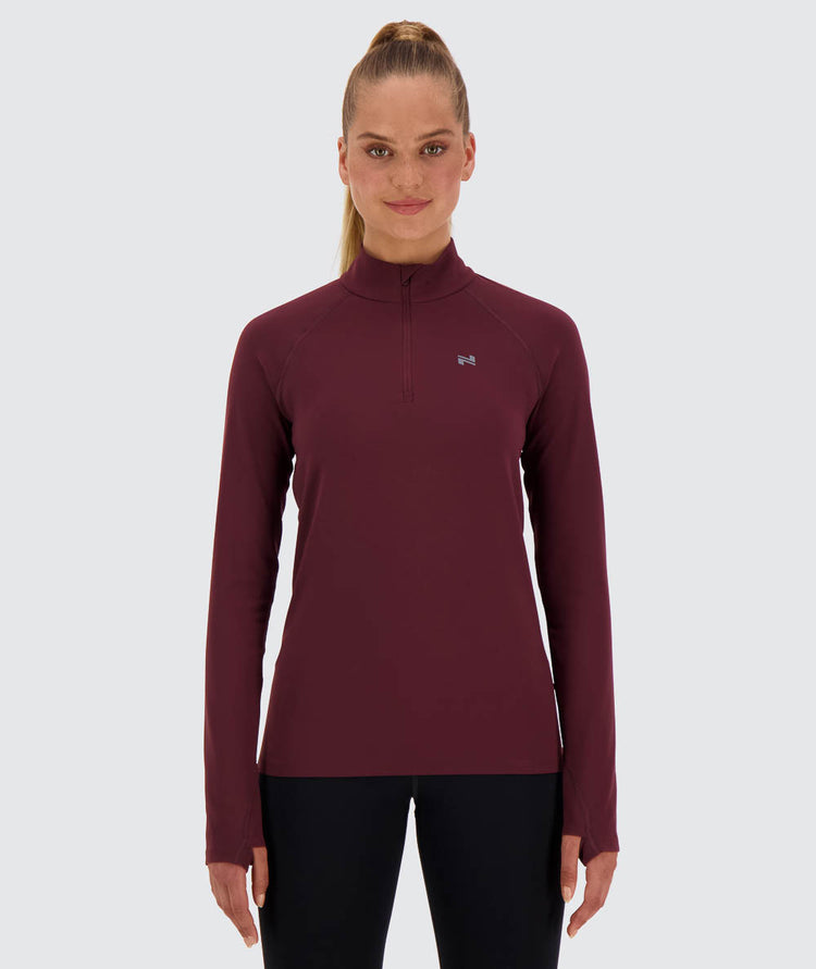 Women's Training Half-Zip, Model 173 cm / size S#color_wine-red