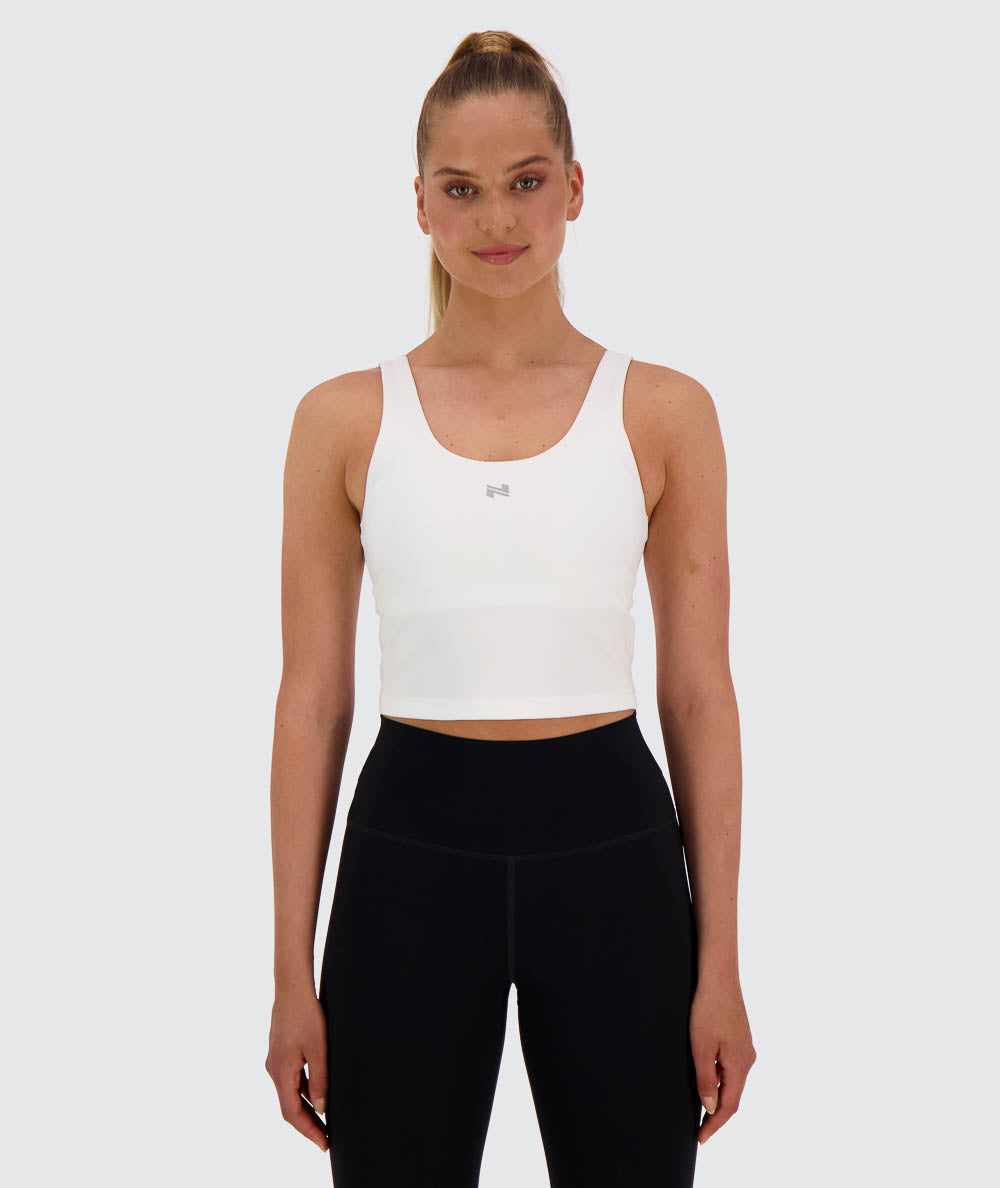 Women's Training Bra Top, Model 173 cm / size S#color_white