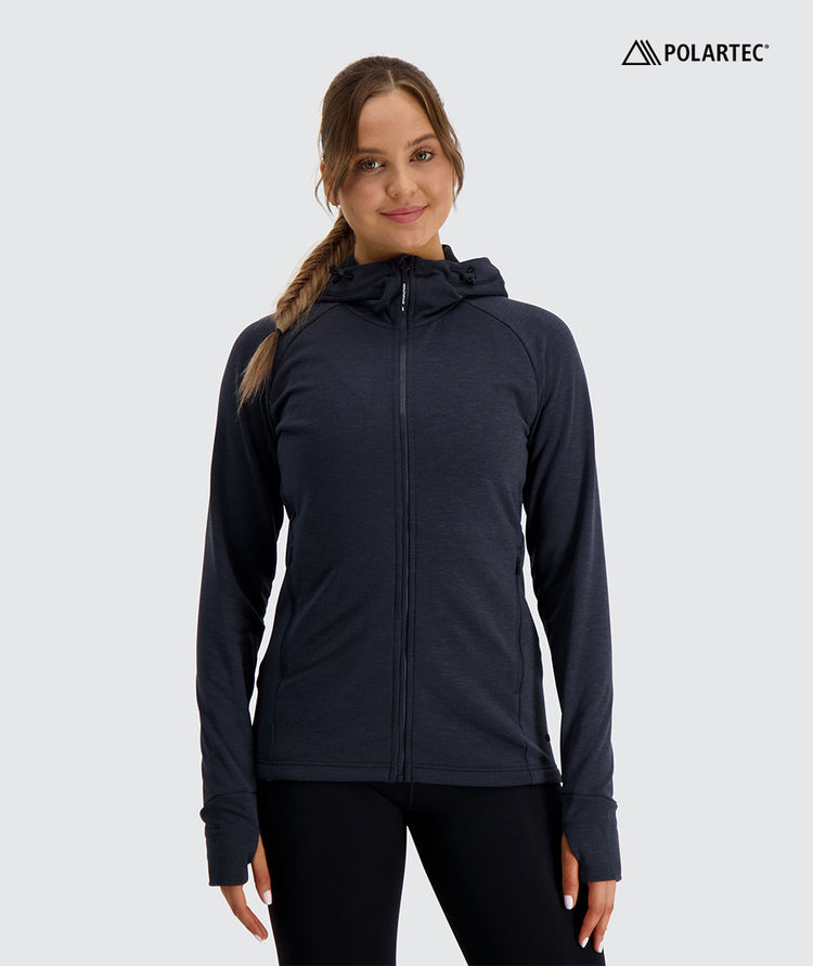 Polartec Womens Hoodie, Model 173 cm / size S#color_charcoal-black