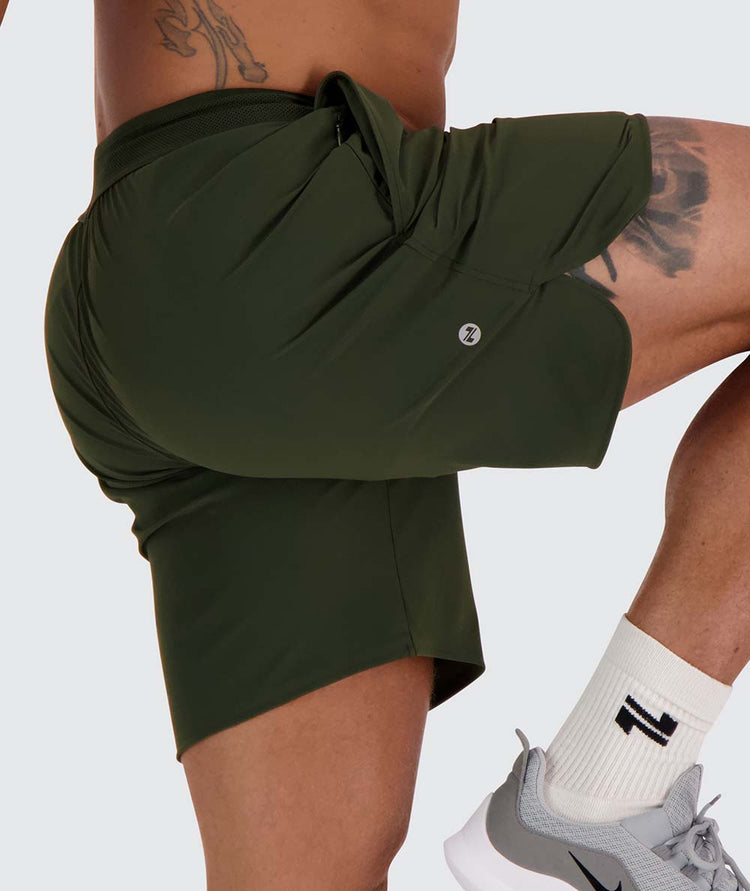 mens performance shorts#color_army-green