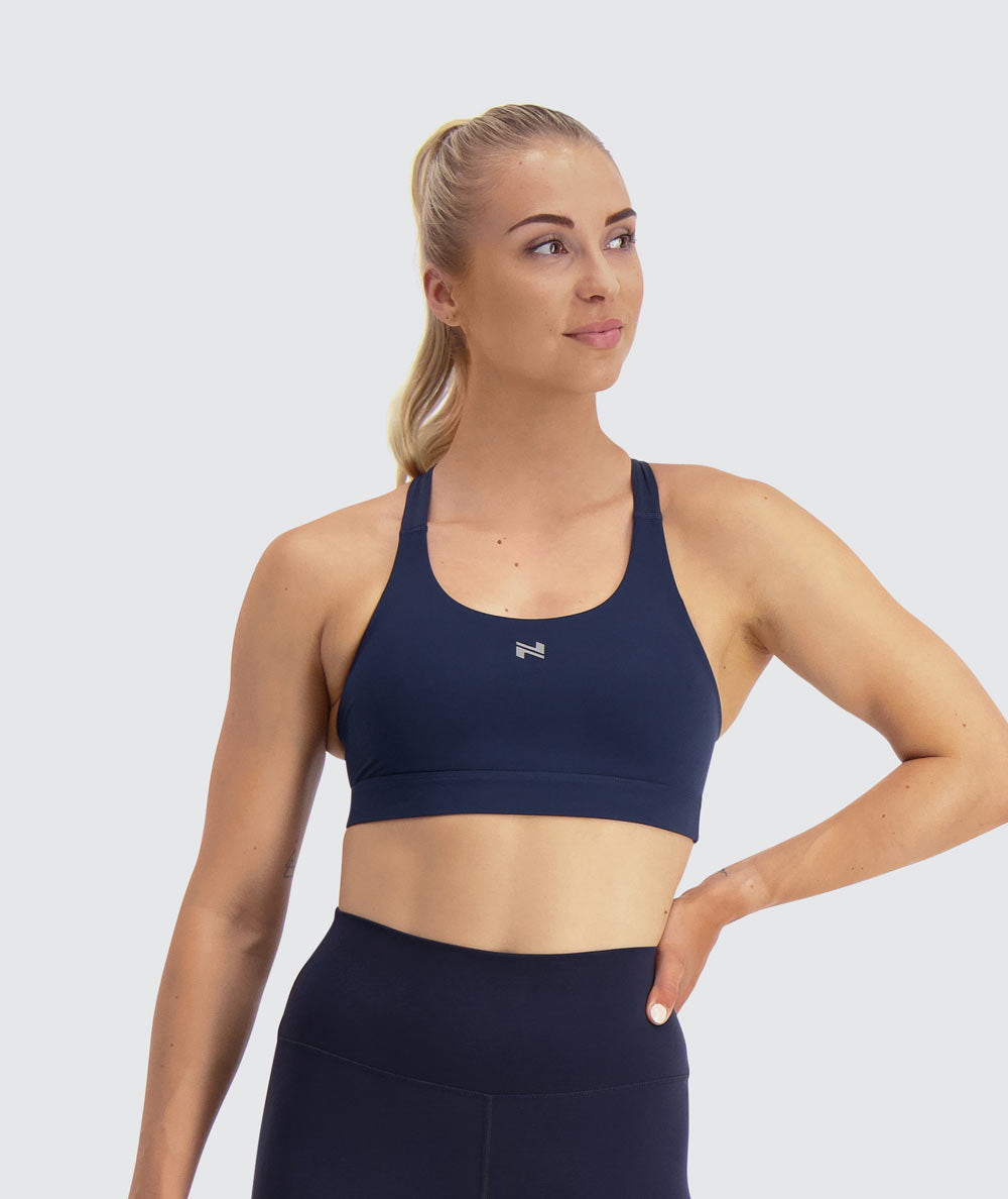 womens sports bra, Model 176 cm / size S#color_dark-navy